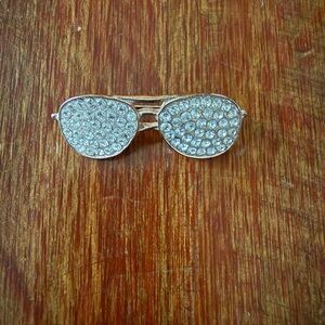 EUC Gold and Silver Rhinestone Sunglasses Brooch or Pin